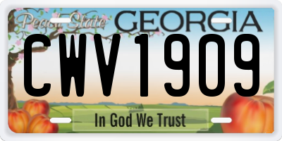 GA license plate CWV1909