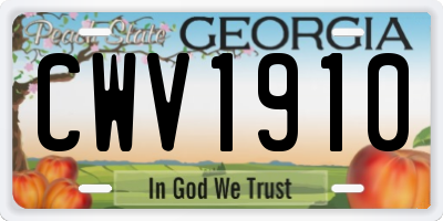 GA license plate CWV1910
