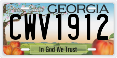 GA license plate CWV1912