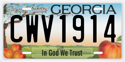 GA license plate CWV1914