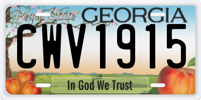 GA license plate CWV1915