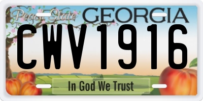 GA license plate CWV1916