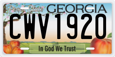 GA license plate CWV1920