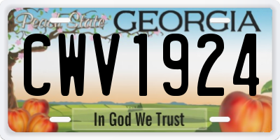 GA license plate CWV1924