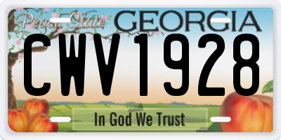 GA license plate CWV1928