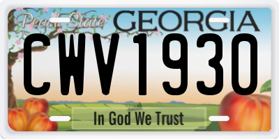GA license plate CWV1930
