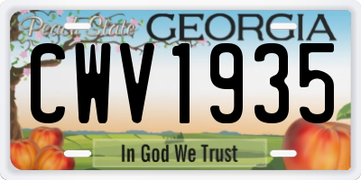 GA license plate CWV1935