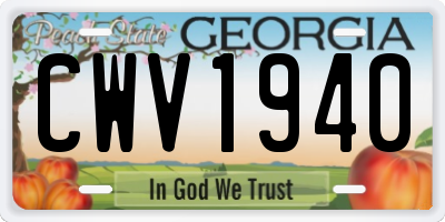 GA license plate CWV1940