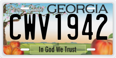 GA license plate CWV1942