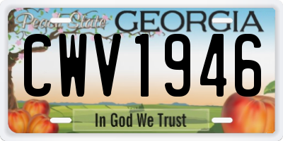 GA license plate CWV1946