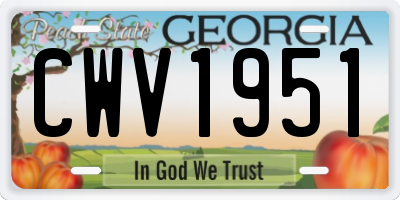 GA license plate CWV1951