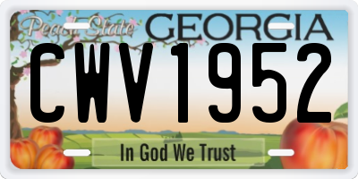 GA license plate CWV1952
