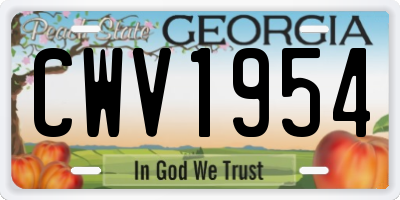 GA license plate CWV1954