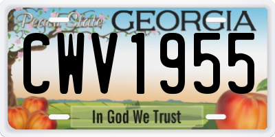 GA license plate CWV1955