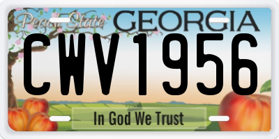 GA license plate CWV1956