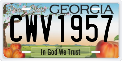 GA license plate CWV1957