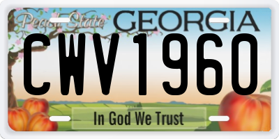 GA license plate CWV1960