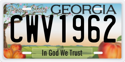 GA license plate CWV1962