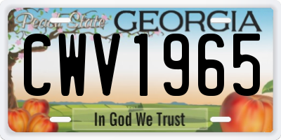 GA license plate CWV1965