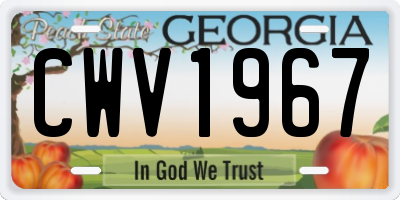 GA license plate CWV1967
