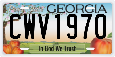 GA license plate CWV1970