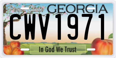 GA license plate CWV1971