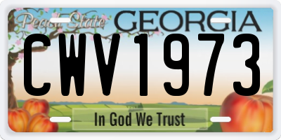 GA license plate CWV1973