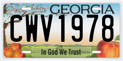 GA license plate CWV1978