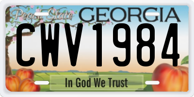 GA license plate CWV1984