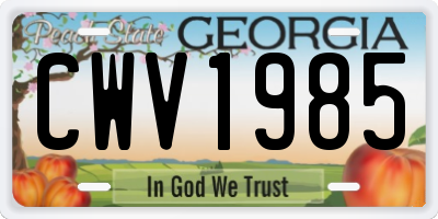 GA license plate CWV1985