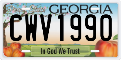 GA license plate CWV1990