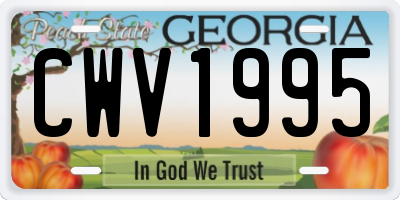 GA license plate CWV1995