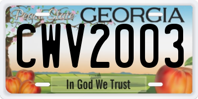 GA license plate CWV2003
