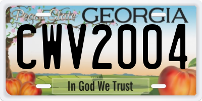 GA license plate CWV2004