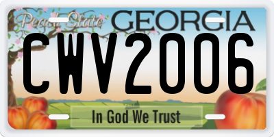 GA license plate CWV2006