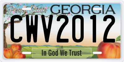 GA license plate CWV2012
