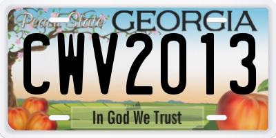 GA license plate CWV2013