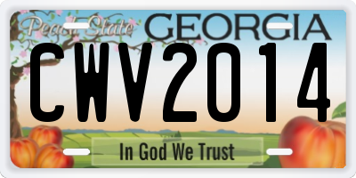 GA license plate CWV2014