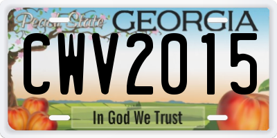 GA license plate CWV2015