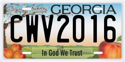 GA license plate CWV2016