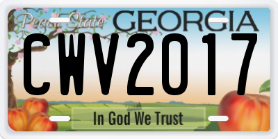 GA license plate CWV2017