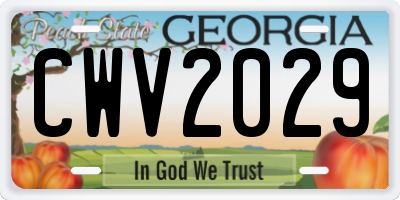 GA license plate CWV2029