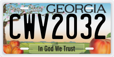 GA license plate CWV2032