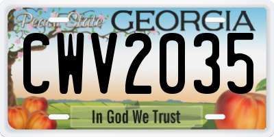 GA license plate CWV2035