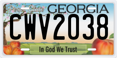 GA license plate CWV2038