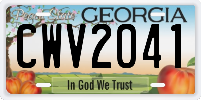 GA license plate CWV2041