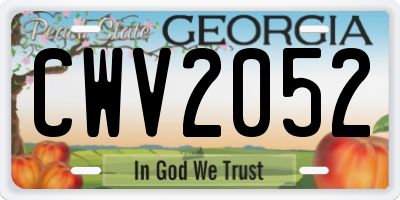GA license plate CWV2052