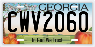 GA license plate CWV2060