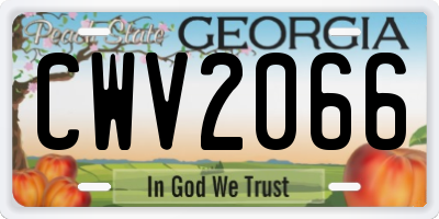 GA license plate CWV2066