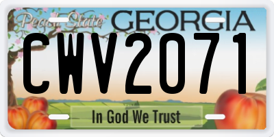 GA license plate CWV2071